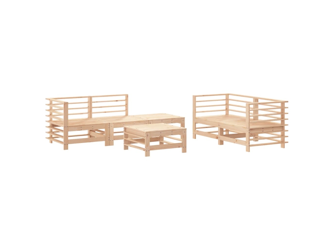6 Pcs Conjunto Lounge de Jardim Pinho Maciço MAISON EXCLUSIVE