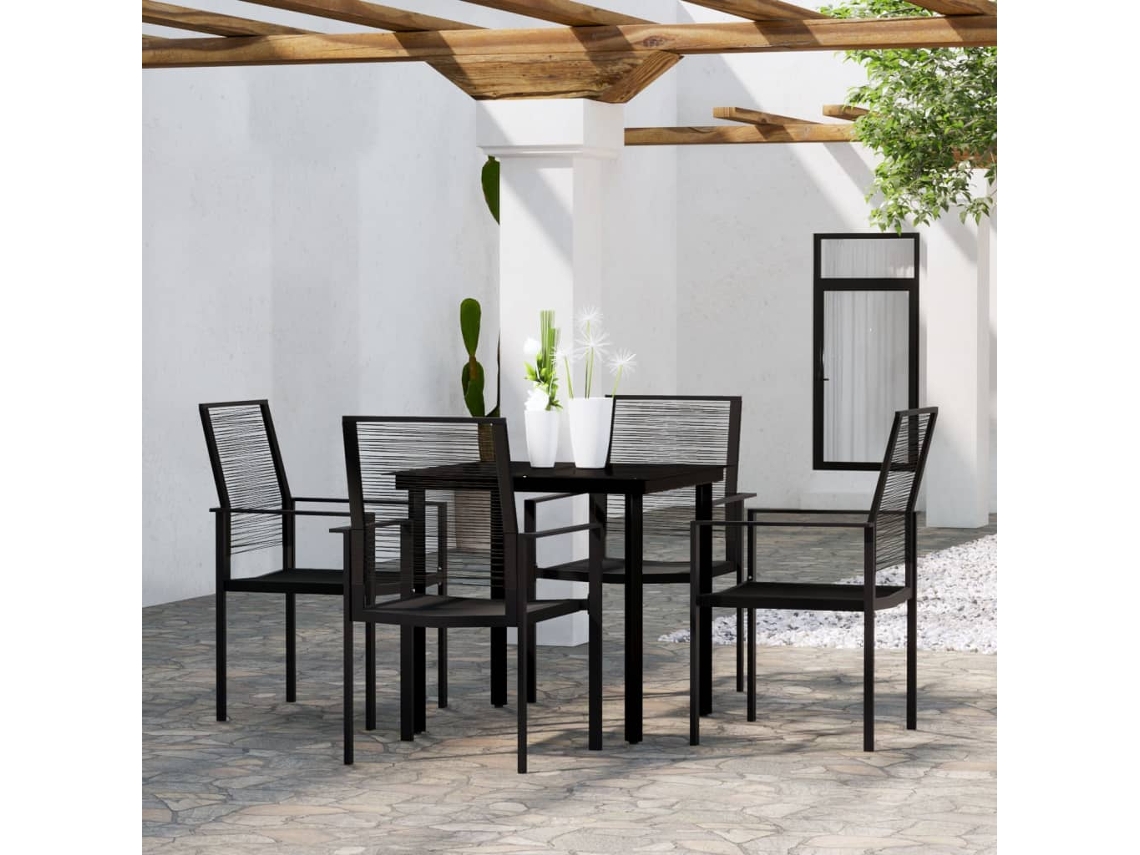 Vidaxl 5 Pcs Conjunto De Jantar Para Jardim Preto