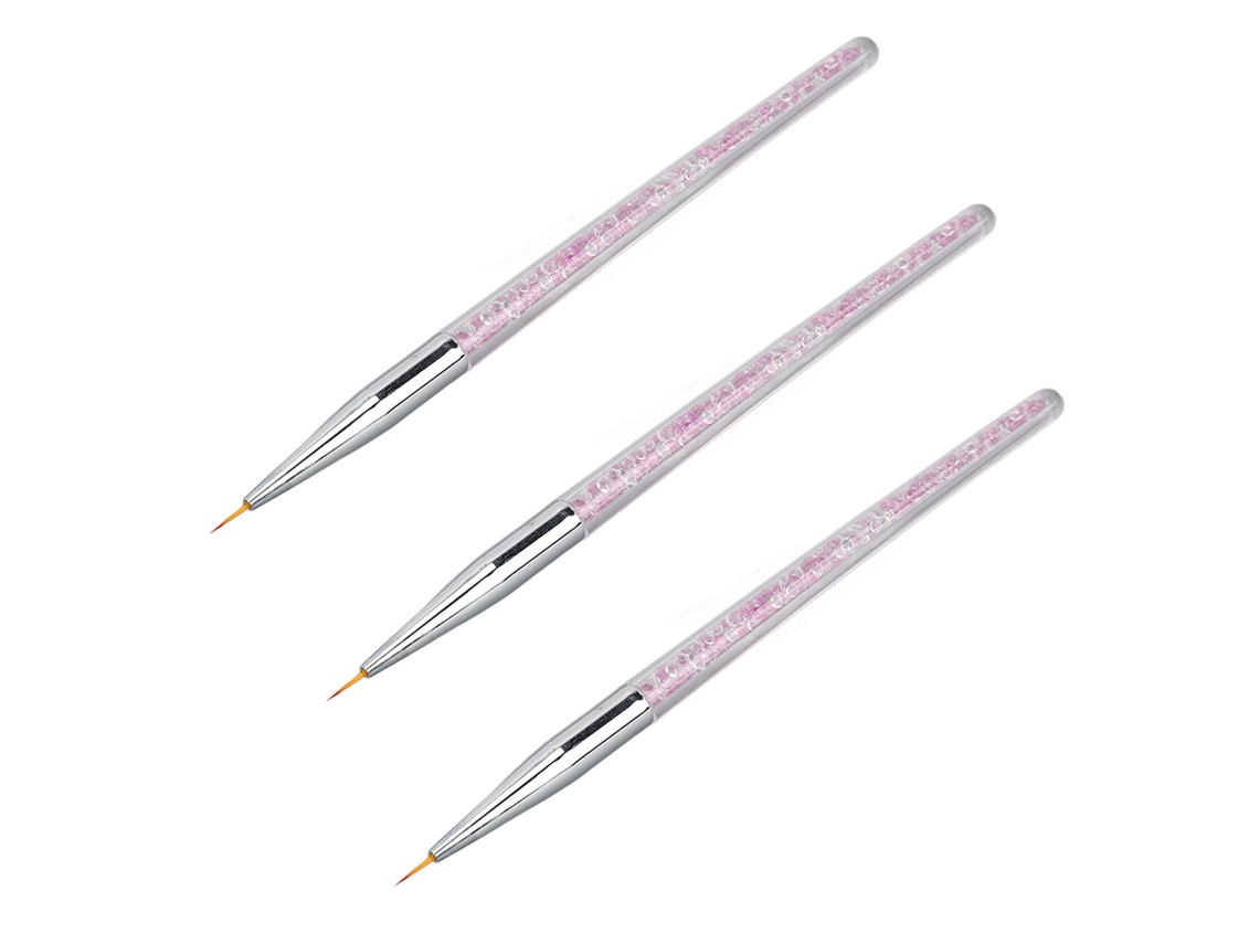 3pcs Pincel De Arte De Unhas Liner Com Tampa Protetora Multipropósito Para Desenho E Decoração Em Casa E Salão De Unhas