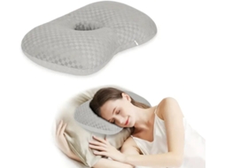 Lurelia Travesseiro Com Orifício Para Orelha, Ergonómico, Capa Lavável, Para Dormir De Lado, Cinza Claro / Cinza