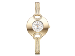 Relógio de Pulso Feminino Lvpai com Strass Pulseira de Liga Quartzo Dial Branco Ouro