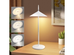 Nettlife Candeeiro De Secretária Sem Fios Com Bateria, Candeeiro De Mesa Led 1800 Mah Recarregável, Regulável Por Toque, Moderno, Branco