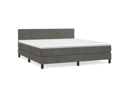 Cama com Molas e Colchão Veludo Cinzento Escuro MAISON EXCLUSIVE (180x200 cm)
