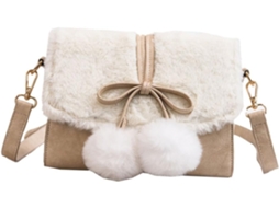 Bolsa De Ombro De Pelúcia Branca Com Laço, Pequena E Leve, Ideal Para Mulheres, Estudantes, Escola E Passeios.