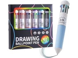 Conjunto De Canetas Esferográficas – 6 Peças, 10 Em 1, Multicoloridas