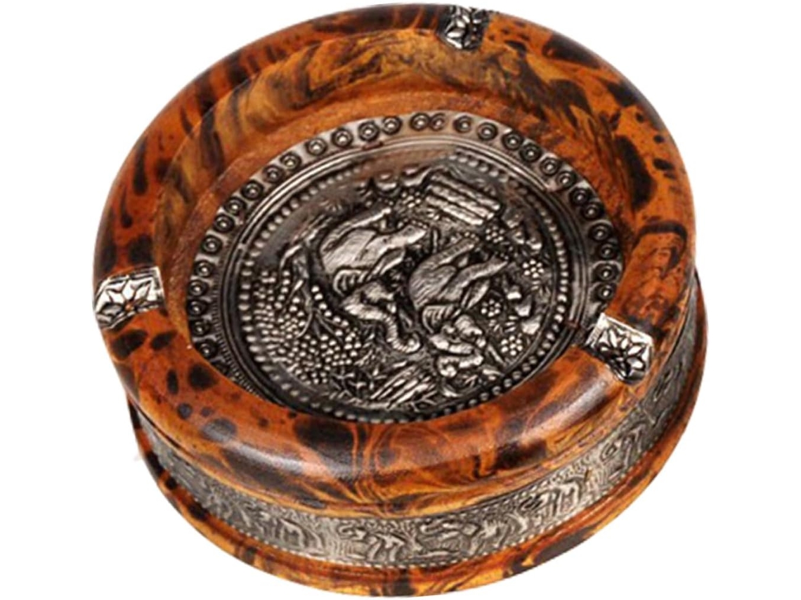 Cinzeiro de Madeira com Estampa Leopardo. Decorativo para Mesa, Ideal Casa, Escritório e Hotel. CHABERLU