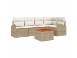 Maison Exclusive - Conjunto De Sofá De Jardim 6 Unid. Bege E Creme Vime Pe