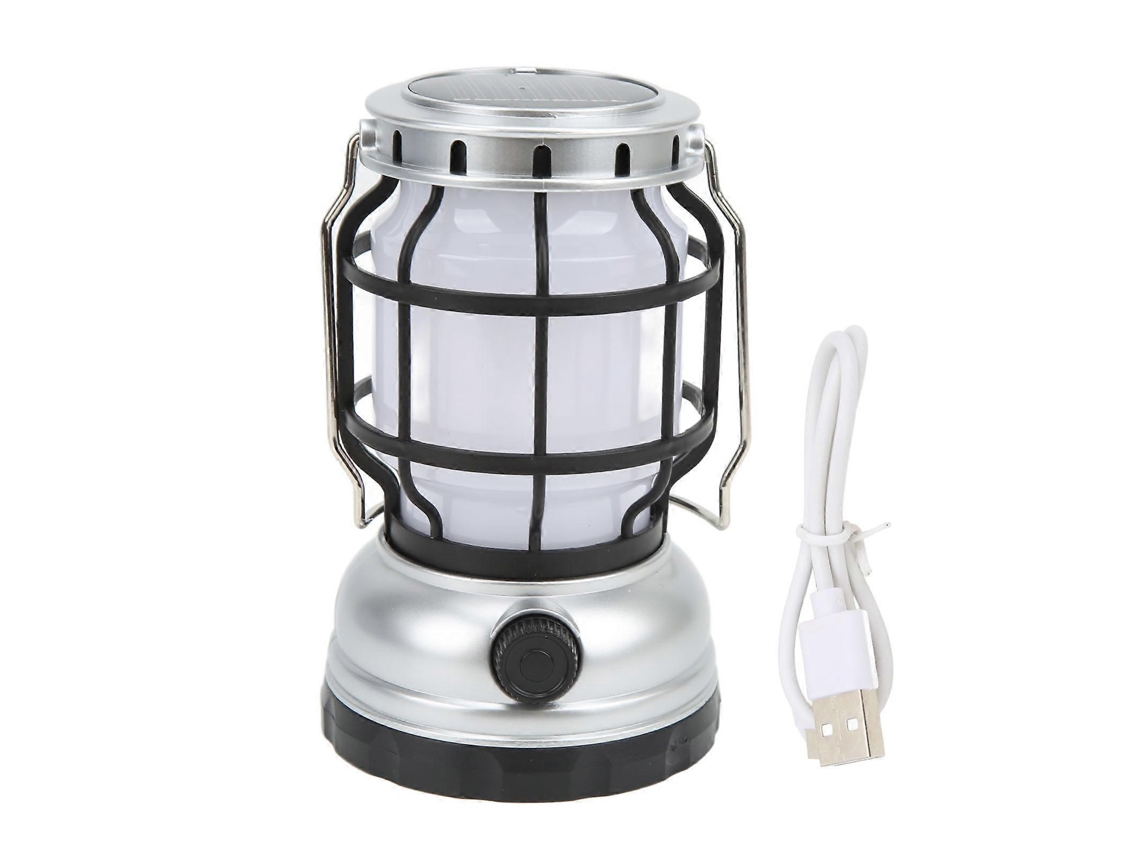 Lanterna Led Para Acampamento, Lanterna Recarregável Usb Com Energia Solar Para Emergência, Caminhadas, Casa, Prata Olysi Shop