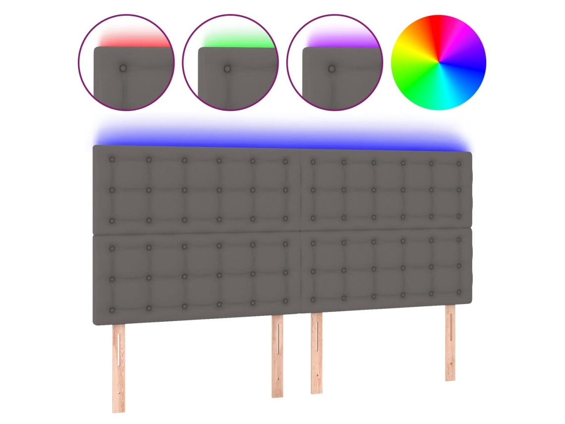 Led Headboard, Led Headboards Vidaxl Cinzeto Couro Artificial (200 X 5 X 118/128 Cm)