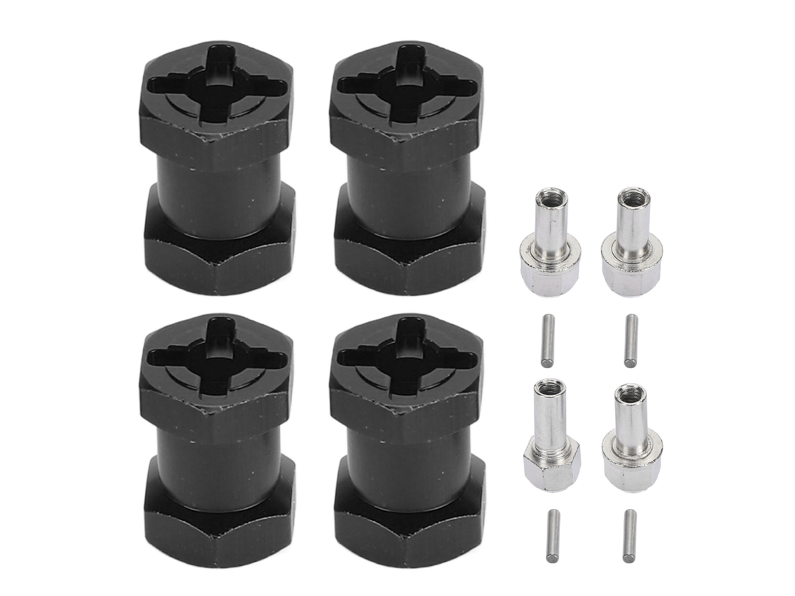 4pcs Espaçadores Hexagonais De Roda Rc 12mm Extensões De Hub Universal 17mm Preto Para Carros Controle Remoto