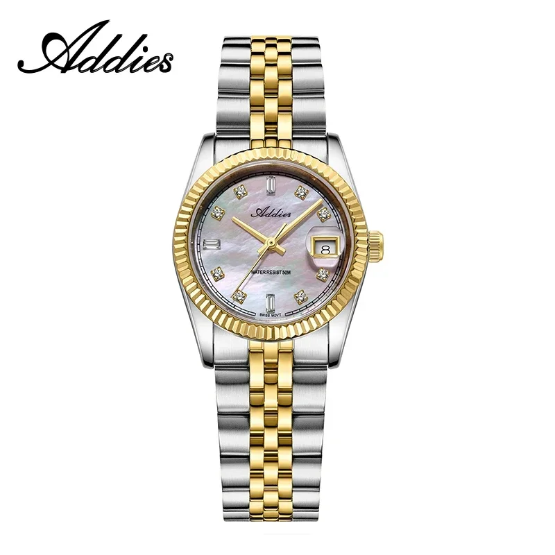 Relógio Feminino De Quartzo Luminoso Com Cristal De Safira (dourado, Prateado, Aço), Resistente À Água Até 50 Metros.
