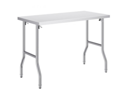 Mesa Dobrável Inox 122x61cm Com Estrutura Reforçada Para Cozinha Profissional Tekmaquinas