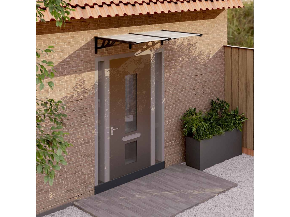 Vidaxl Toldo Para Porta 152,5x90 Cm Policarbonato Preto/transparente