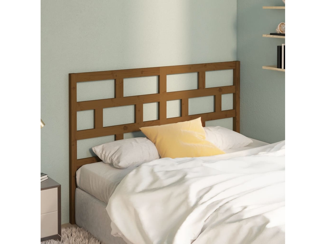 Vidaxl Cabeceira De Cama 126x4x100 Cm Pinho Maciço Castanho Mel