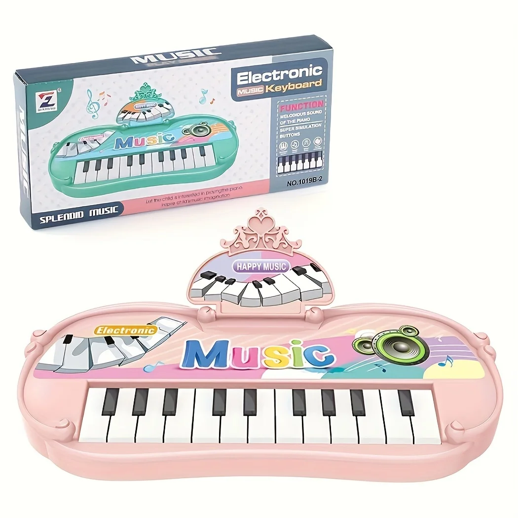 Piano Eletrônico de Brinquedo com 13 Teclas, Feito de Resina Abs. MDUG (rosa)