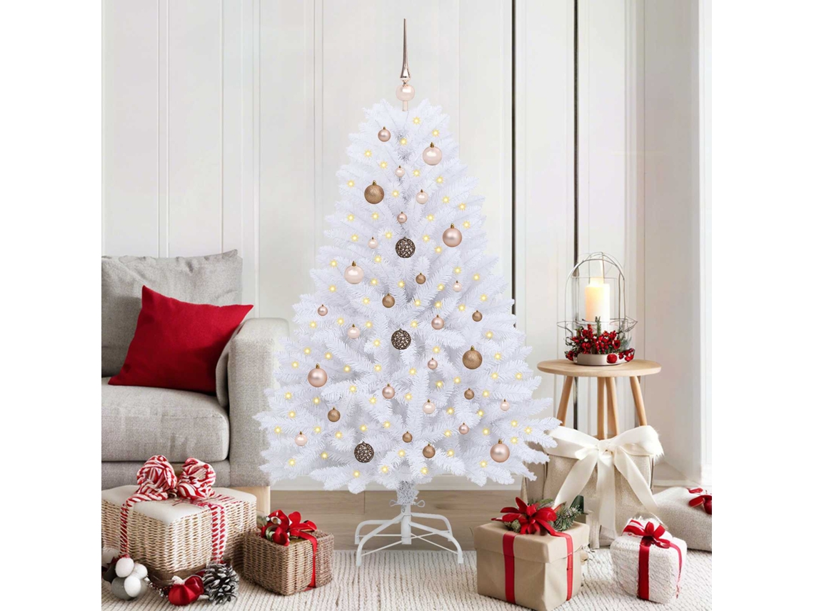 Vidaxl Árvore De Natal Artificial 150 Cm Pvc E Aço Branco