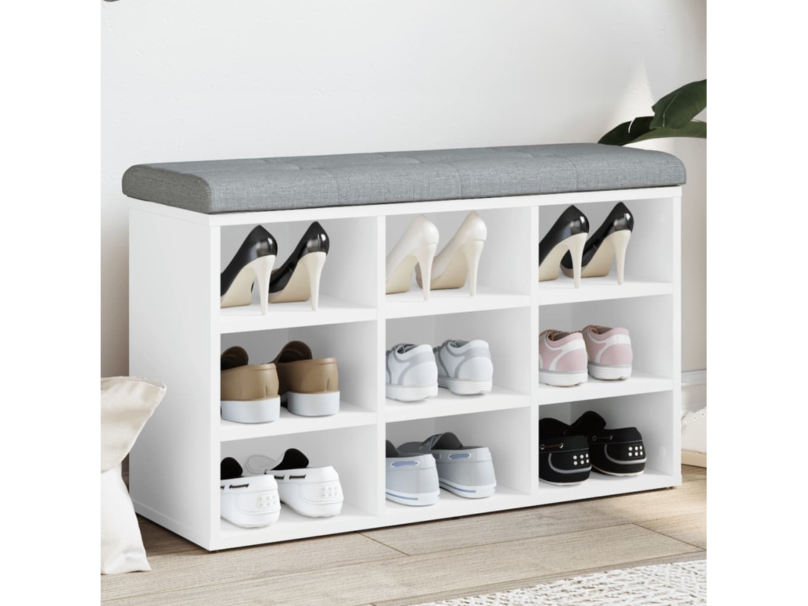 Vidaxl Banco Para Sapatos Branco 82x32x50 Cm Madeira Projetada
