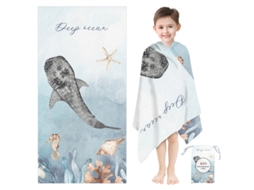 Toalha De Praia Infantil Secagem Rápida Absorvente Antiareiros, Leve E Versátil120×60cm tubarão-baleiaczhhmart