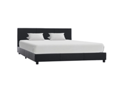 Vidaxl Estrutura De Cama 140x200 Cm Couro Artificial Preto