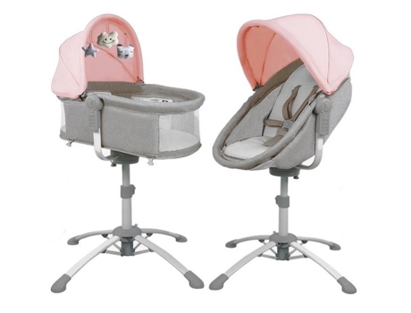Louna Multifuncional 4 em 1: Berço Balanço Elétrico Cadeira Alta Transat. BEBE2LUXE