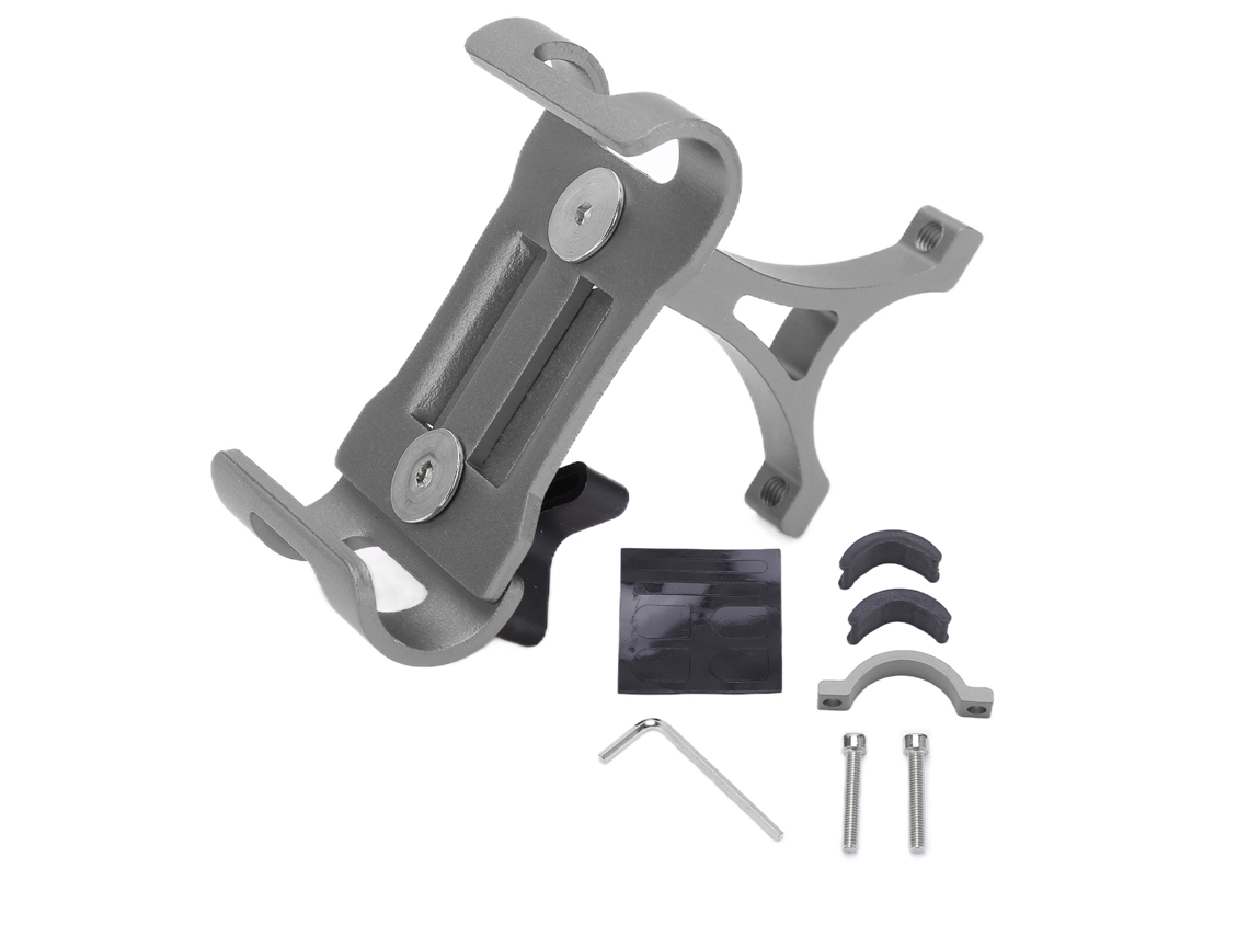 Suporte Rotativo Para Celular De Bicicleta 360° Em Alumínio Apoio Para Guidão 3.5-6.5 Polegadas Prata