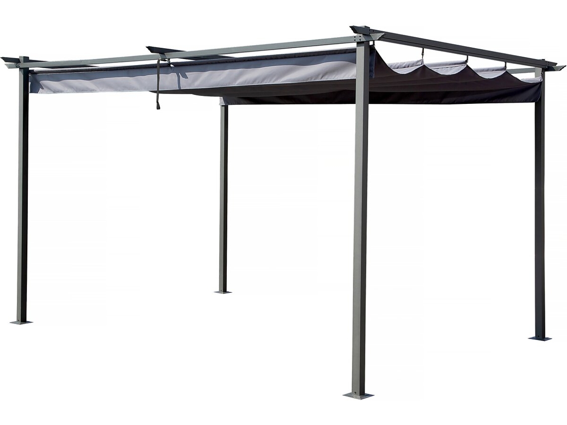 Pérgula Com Teto Retrátil 3 X 4 M Cinza Habitat Et Jardin