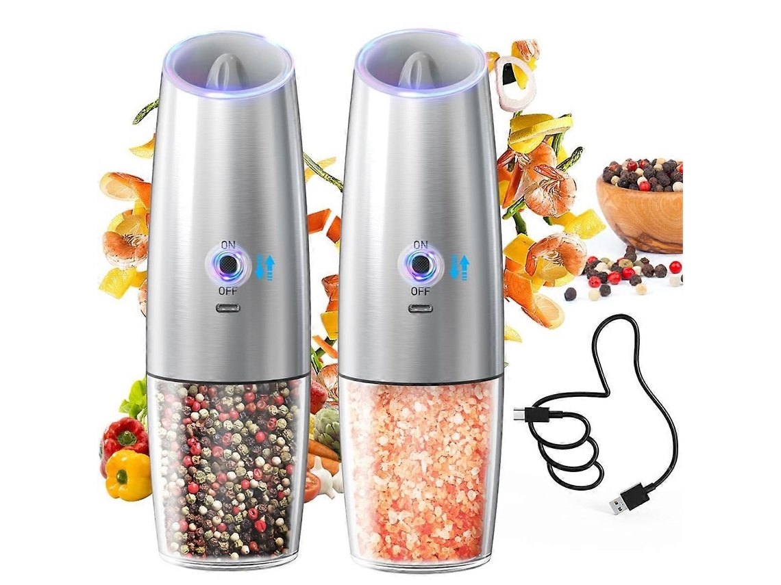 Conjunto de Moedores Elétricos Sal e Pimenta em aço inox com luz LED GOKOCO