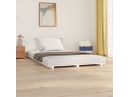 Vidaxl Estrutura De Cama 135x190 Cm Madeira De Pinho Maciça Branco