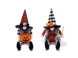 Bonecas Gnome Flocked Cloth Laranja Preto Decoração Festa