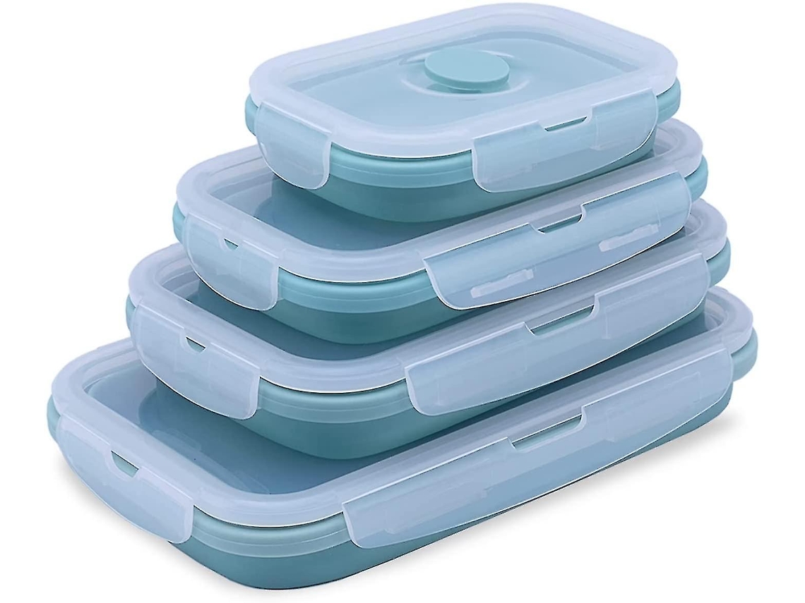 Set de 4 Recipientes de Silicona Plegables para Almacenamiento de Alimentos Sin Bpa