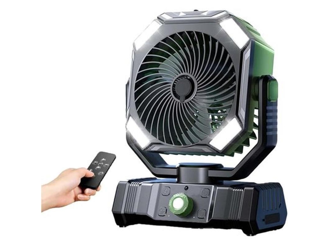 Ventilador De Camping, Bateria De Longa Duração, Recarregável Via Usb, Com Controle Remoto, 4 Velocidades, Com Temporizador (verde)
