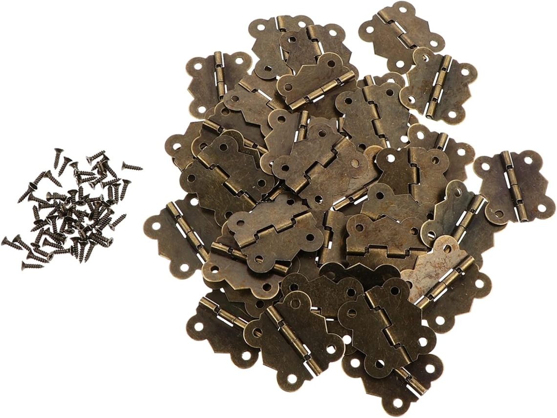 Conjunto De 40 Dobradiças Pequenas Ferro Para Armário, Antigas