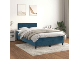 Vidaxl Cama Boxspring Com Colchão 120x190 Cm Veludo Azul-escuro