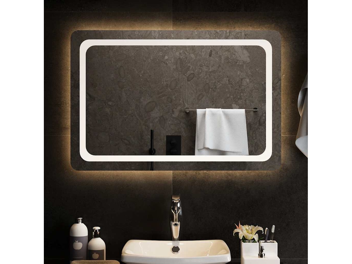 Vidaxl Espelho De Casa De Banho Com Luzes Led 90x60 Cm