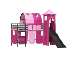 Estrutura de Cama Loft para Crianças Preto e Rosa 99,5x190 cm MAISON EXCLUSIVE