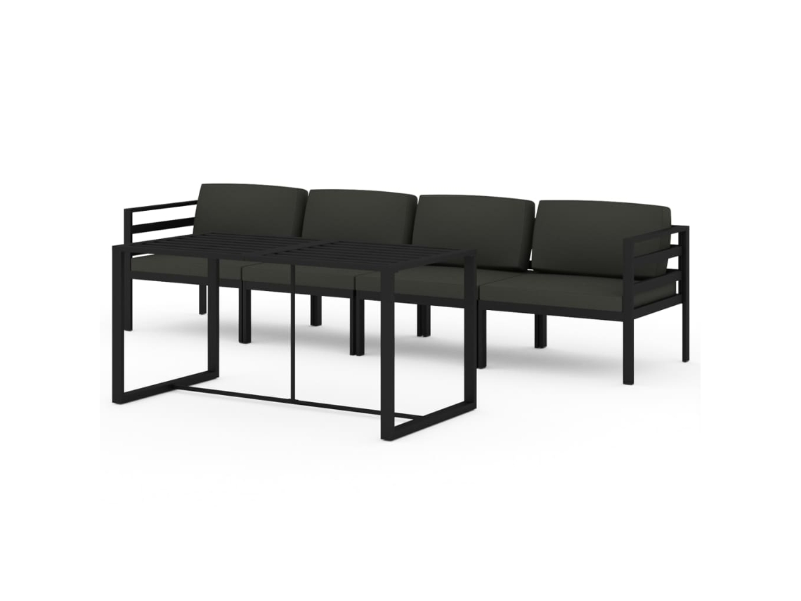 Conjunto de 5 espreguiçadeiras de jardim com almofadas em alumínio antracite MAISON EXCLUSIVE