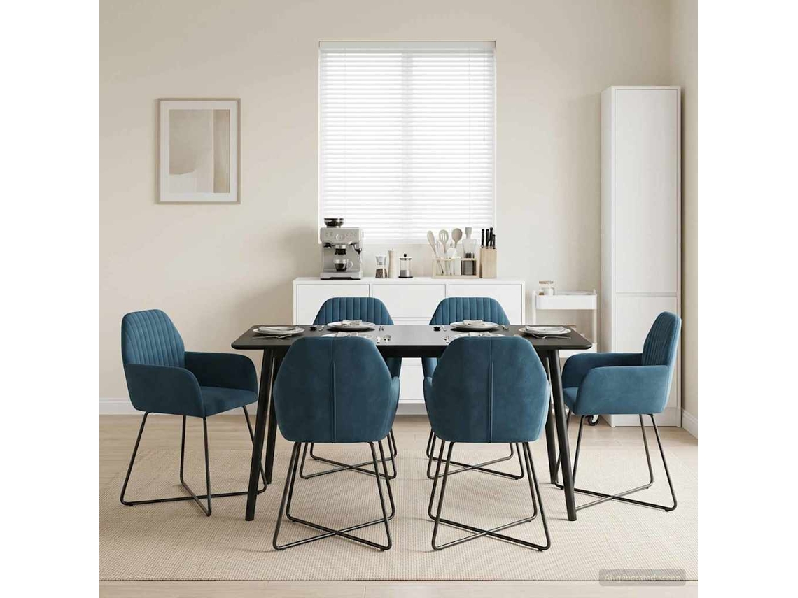 Vidaxl Cadeiras De Jantar 6 Unid. Veludo Azul 55 X 50 X 84 Cm