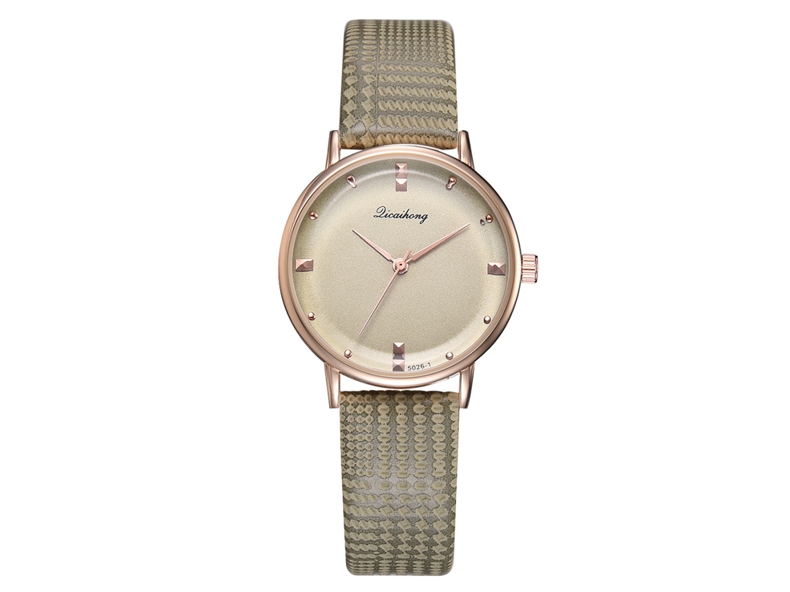 Relógio de Pulso Feminino Simples de Quartzo com Pulseira de Couro Pu (verde)