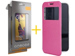 Kit Capa e 2 Películas Samsung Galaxy M12 SKYHE Full Gandy Flip (Rosa)