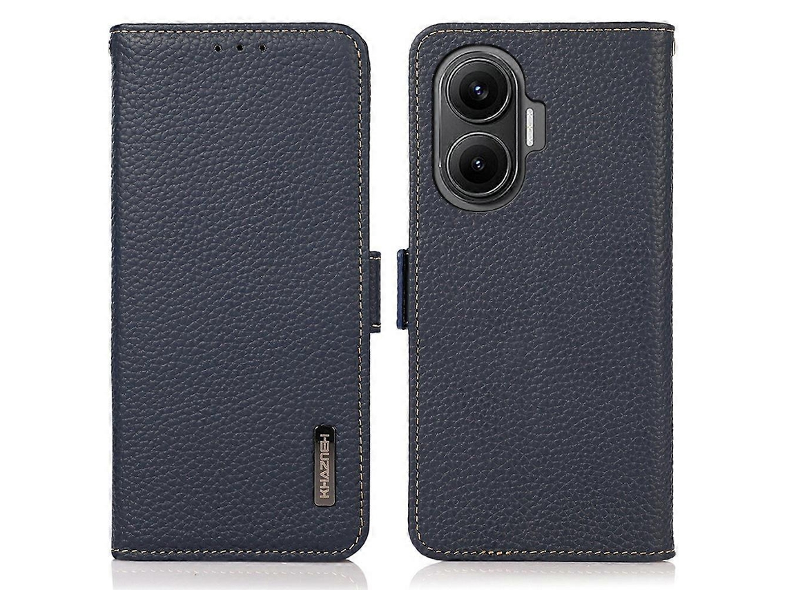 Capa De Couro De Vaca Genuíno Com Bloqueio Rfid Azul Para Xiaomi Redmi Turbo 4 Pro 5g Poco F7 5g