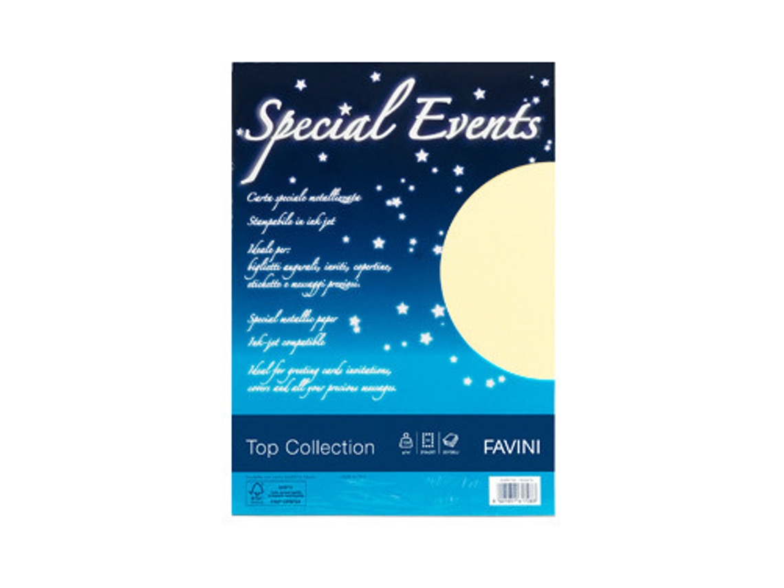 Papel FAVINI para Eventos Especiais para Impressora Jato de Tinta A4 210X297 Mm 20 Folhas Cor Creme