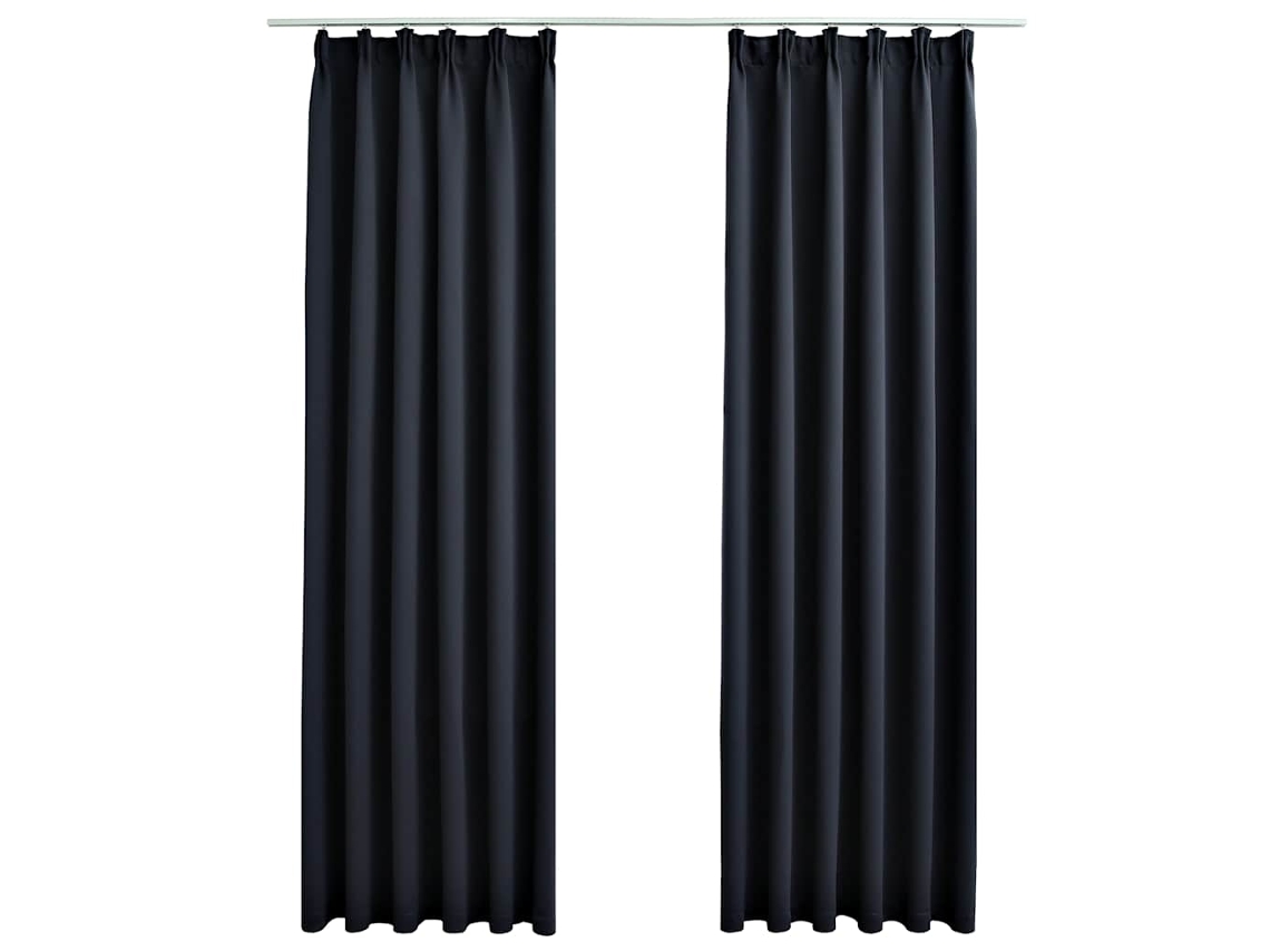 Maison Exclusive - Cortinas Blackout Com Ganchos 2 Pcs 140x175 Cm Antracite