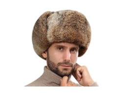 2026 gorro de Invierno Ruso de Piel de Conejo Con Aletas para Orejas Trapper Bomber Regalo para Hombres L Caqui