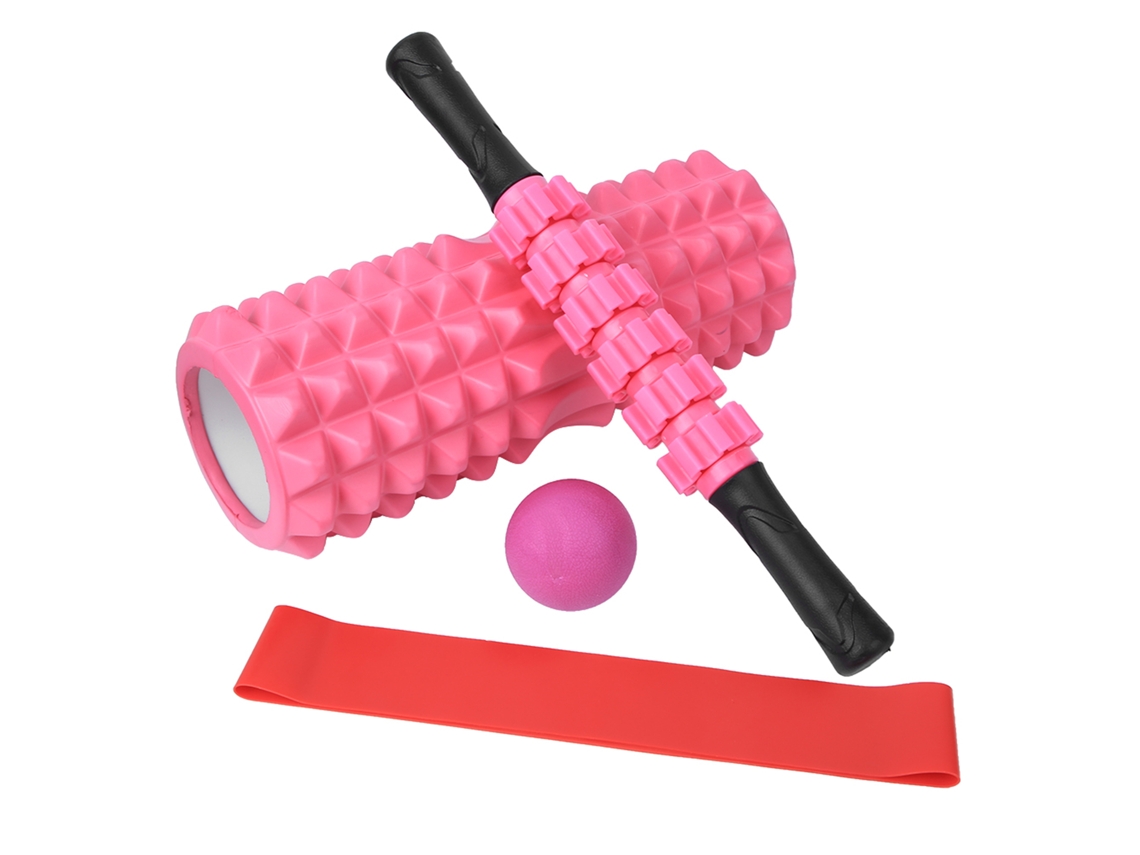 Kit de rolo de espuma com barra de massagem e bola sagital para ioga e pilates, 33 cm, 5 em 1
