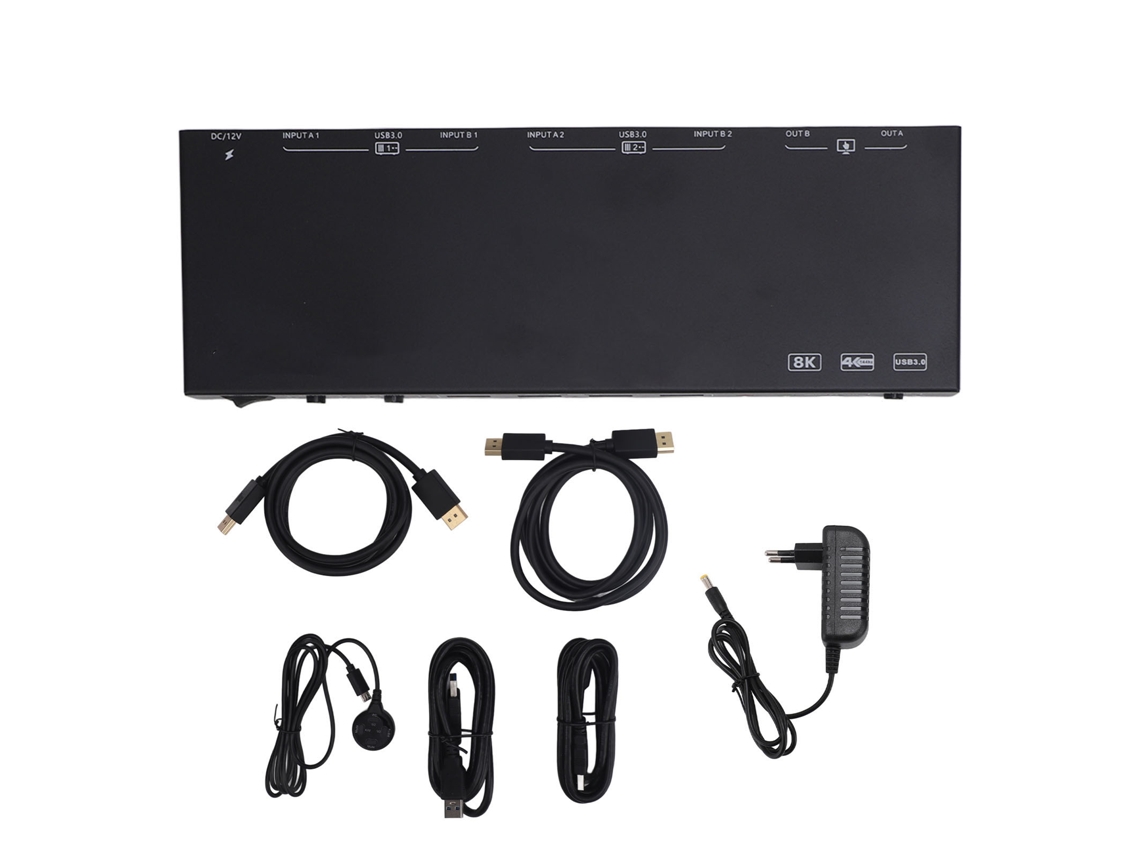 Comutador Kvm de Dois Monitores LAXISCREED 4k 144hz 8k 30hz