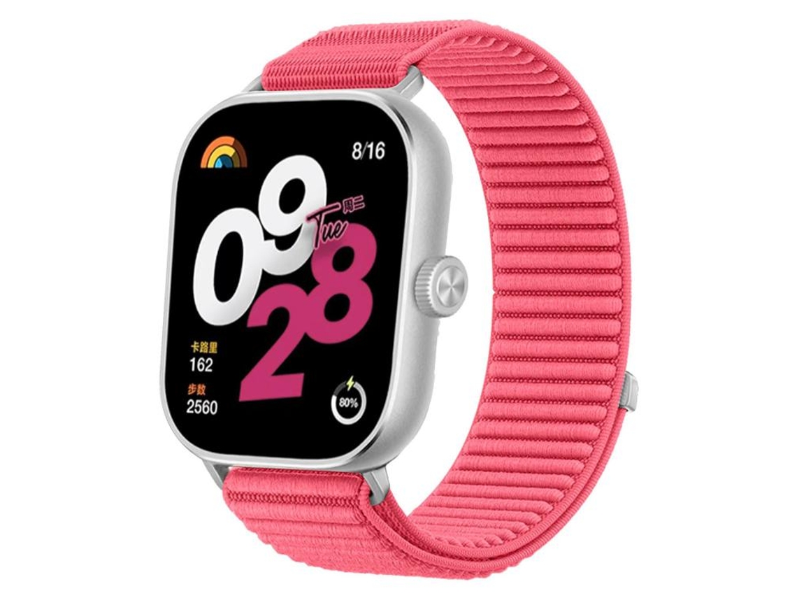 Bracelete Para Redmi Watch 6 / 5 / 4 - Nylon Trançado - Fecho De Velcro Vermelha