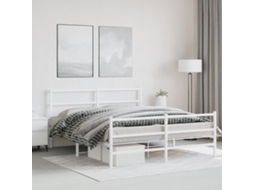 Vidaxl Estrutura De Cama Com Cabeceira E Pés 150x200 Cm Metal Branco