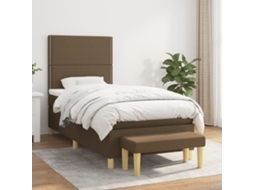 Vidaxl Cama Com Molas/colchão 90x200 Cm Tecido Castanho-escuro