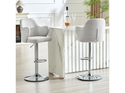 Conjunto 2 Banquetas Bar Ajustáveis Estofadas Apoio Braços 360°