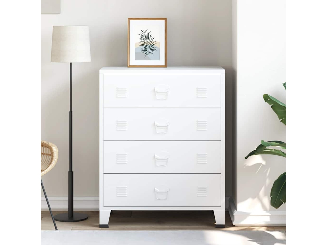 Vidaxl Cómoda Industrial 78x40x93 Cm Metal Branco